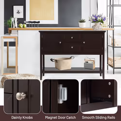 Console Sofa Table Narrow Entryway Table W/ 2 Drawers & 2 Storage Cabinets