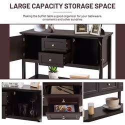Console Sofa Table Narrow Entryway Table W/ 2 Drawers & 2 Storage Cabinets