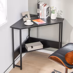 Corner Desk Triangle Computer Desk Laptop Desk w/ Power Outlet