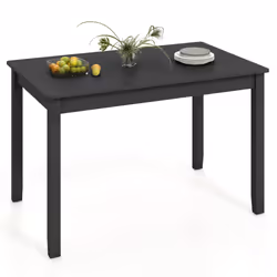 Wooden Dining Table for 4 People 122cm Rectangular Kitchen Table-Black