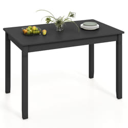 Wooden Dining Table for 4 People 122cm Rectangular Kitchen Table-Black