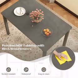 Wooden Dining Table for 4 People 122cm Rectangular Kitchen Table-Gray