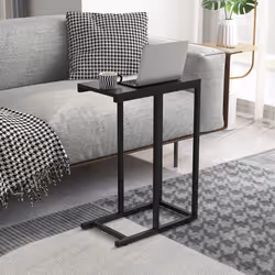 C-Shaped End Table for Couch and Bed 64 CM High Sofa Side Table-Black