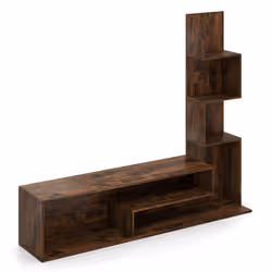 Cube TV Stand for TVs up to 50" Media Console Table with Shelves-Coffee