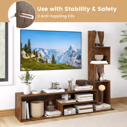 Cube TV Stand for TVs up to 50" Media Console Table with Shelves-Coffee
