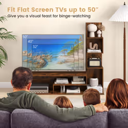 Cube TV Stand for TVs up to 50" Media Console Table with Shelves-Coffee