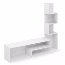 Cube TV Stand for TVs up to 50" Media Console Table with Shelves-White
