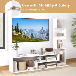 Cube TV Stand for TVs up to 50" Media Console Table with Shelves-White