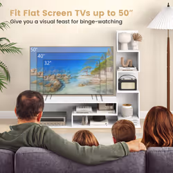 Cube TV Stand for TVs up to 50" Media Console Table with Shelves-White