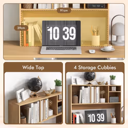 Desktop Bookshelf Tabletop Display Rack Storage Organizer w/ 4 Cubbies