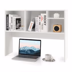 Desktop Bookshelf Tabletop Display Rack Storage Organizer w/ 4 Cubbies