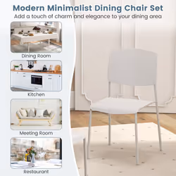Dining Chair Set of 4 Armless Side Chairs Stackable Kitchen Chairs