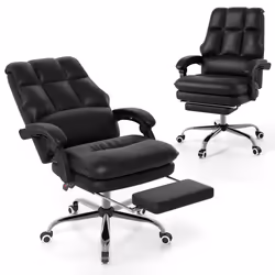 Ergonomic Office Chair PU Leather Computer Chair-Black