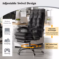 Ergonomic Office Chair PU Leather Computer Chair-Black