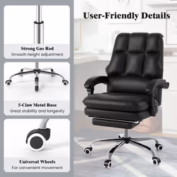 Ergonomic Office Chair PU Leather Computer Chair-Black