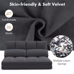 Floor Sofa Bed Convertible Floor Sofa Couch w/ 2 Pillows-Dark Gray