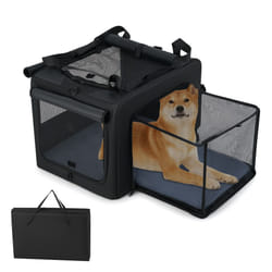 Folding Soft Dog Crate Portable and Foldable Pet Carrying Bag-Black