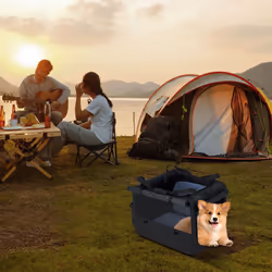 Folding Soft Dog Crate Portable and Foldable Pet Carrying Bag-Black