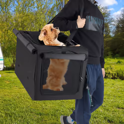 Folding Soft Dog Crate Portable Foldable Pet Carrying Bag-Black