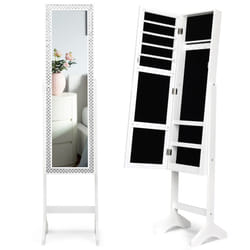 Freestanding Jewelry Cabinet Armoire Jewelry Organizer with Full-Length Mirror