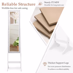 Freestanding Jewelry Cabinet Armoire Jewelry Organizer with Full-Length Mirror