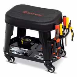 Garage Rolling Stool Mechanic Automotive Creeper Seat w/ Storage-Black