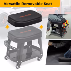 Garage Rolling Stool Mechanic Automotive Creeper Seat w/ Storage-Black