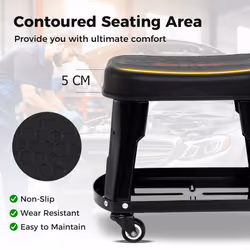 Garage Rolling Stool Mechanic Automotive Creeper Seat w/ Storage-Black