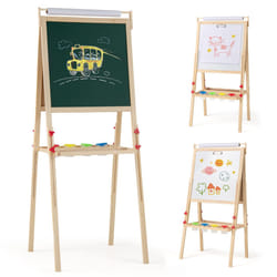 Height Adjustable Wooden Art Easel Double-sided Kids Easel-Natural