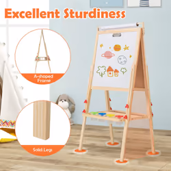 Height Adjustable Wooden Art Easel Double-sided Kids Easel-Natural