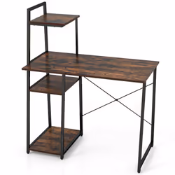 Home Office Desk Computer Desk PC Laptop Table w/ Bookshelf & Host Stand