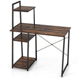 Home Office Desk Computer Desk PC Laptop Table w/ Bookshelf & Host Stand