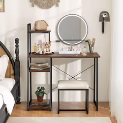 Home Office Desk Computer Desk PC Laptop Table w/ Bookshelf & Host Stand