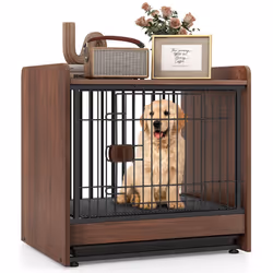Indoor Dog Cage Crate Pet House End Table w/ Lockable Door