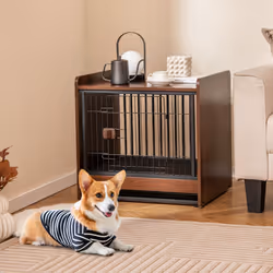 Indoor Dog Cage Crate Pet House End Table w/ Lockable Door