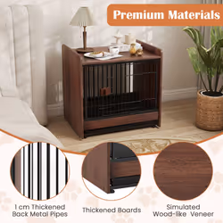 Indoor Dog Cage Crate Pet House End Table w/ Lockable Door