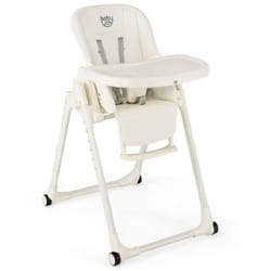 4-in-1 Baby High Chair Foldable Feeding Chair w/ Footrest-Beige