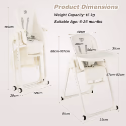 4-in-1 Baby High Chair Foldable Feeding Chair w/ Footrest-Beige