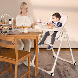 4-in-1 Baby High Chair Foldable Feeding Chair w/ Footrest-Beige