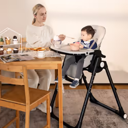 4-in-1 Baby High Chair Foldable Feeding Chair w/ Footrest-Grey
