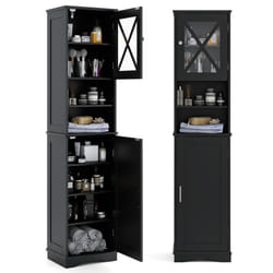 67â Tall Bathroom Cabinet Freestanding Storage Cabinet-Black