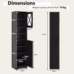 67â Tall Bathroom Cabinet Freestanding Storage Cabinet-Black