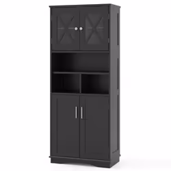 Tall Bathroom Cabinet Large Floor Storage Cabinet-Black
