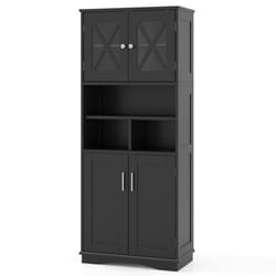 Tall Bathroom Cabinet Large Floor Storage Cabinet-Black