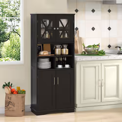 Tall Bathroom Cabinet Large Floor Storage Cabinet-Black