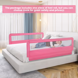 Toddlers Bed Rail Guard 150CM Foldable Baby Bed Rail-Pink