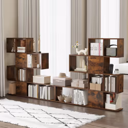 4-Tier Bookshelf Modern Ladder Style Room Divider-Coffee