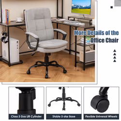Height-adjustable Office Chair Ergonomic Computer Chair-Grey