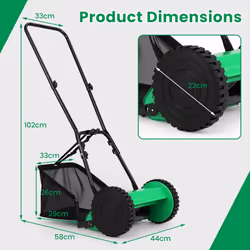 Push Lawn Mower Manual Grass Sweeper w/ 30cm Cutting Width-Green