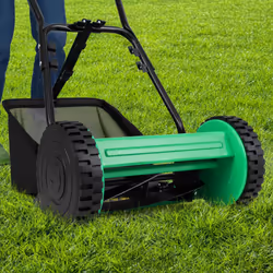 Push Lawn Mower Manual Grass Sweeper w/ 30cm Cutting Width-Green